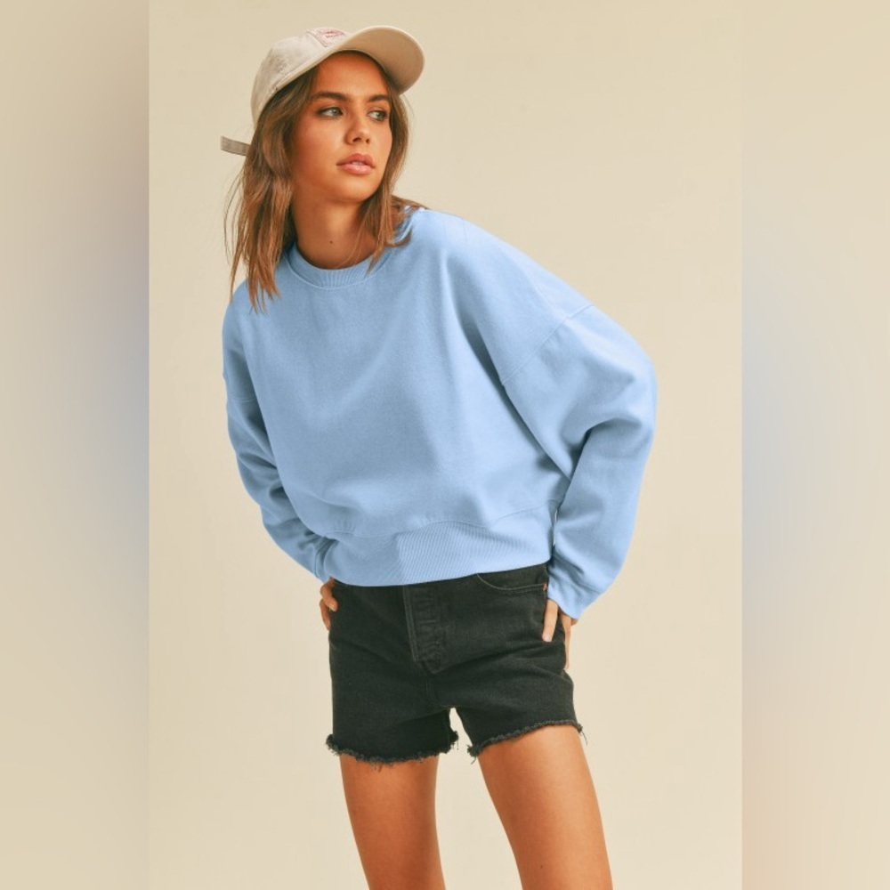 Baby Blue Cropped Sweatshirt - Picture 1 of 3